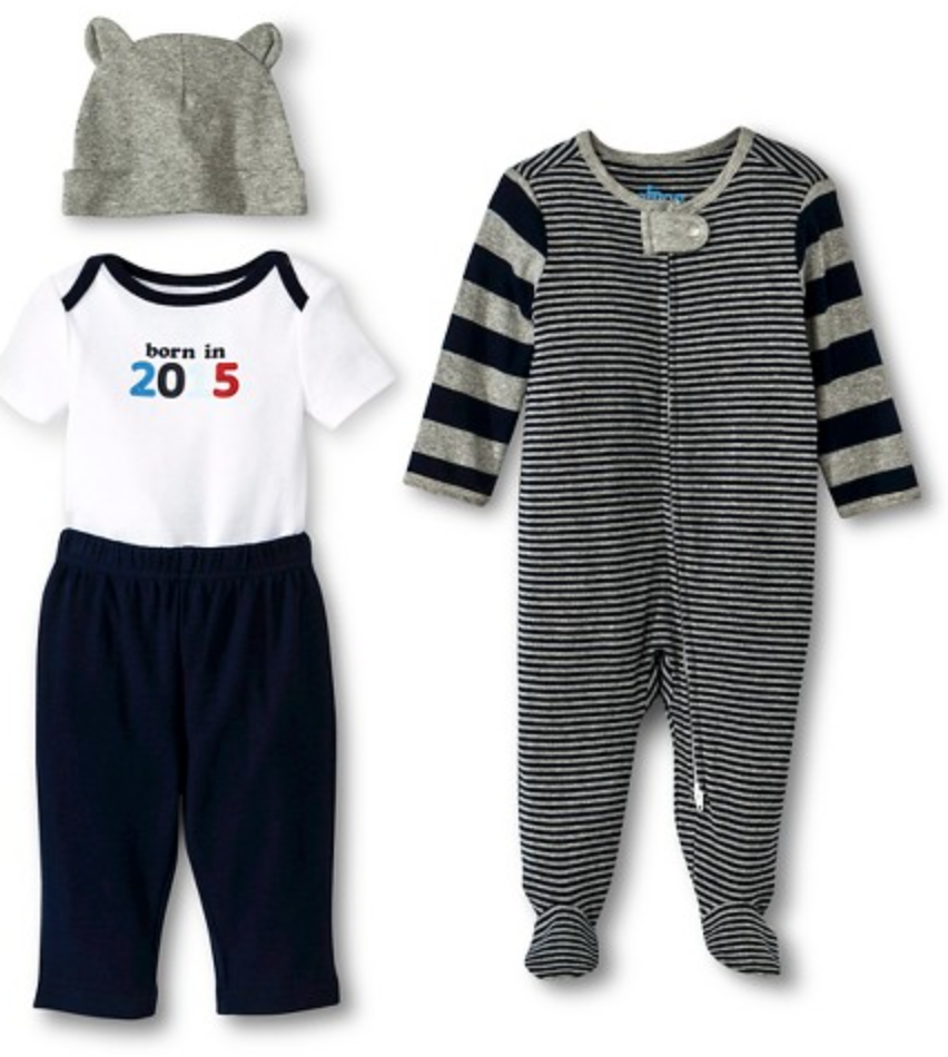 Newborn boys 4 pack set blue and gray